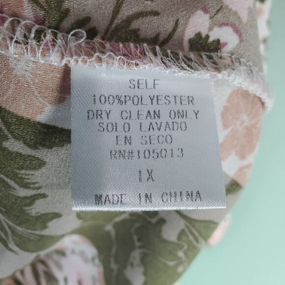 Andree by Unit Top Womens Boho Floral Patchwork Peasant Tie LS Blouse Size 1X - Picture 5 of 5